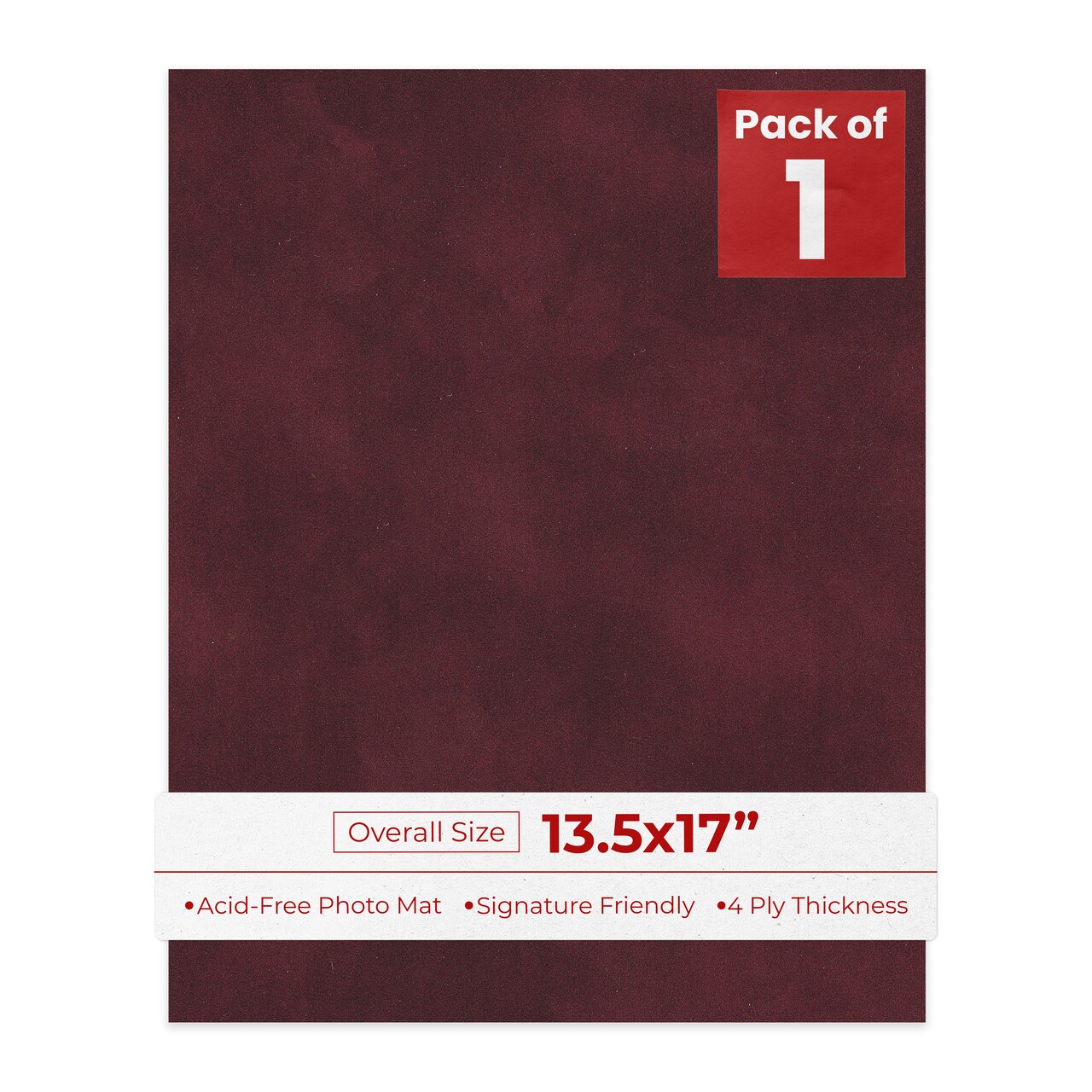 Dark Red Suede 13.5x17 Uncut Mat Board - Blank Sheets, No Opening